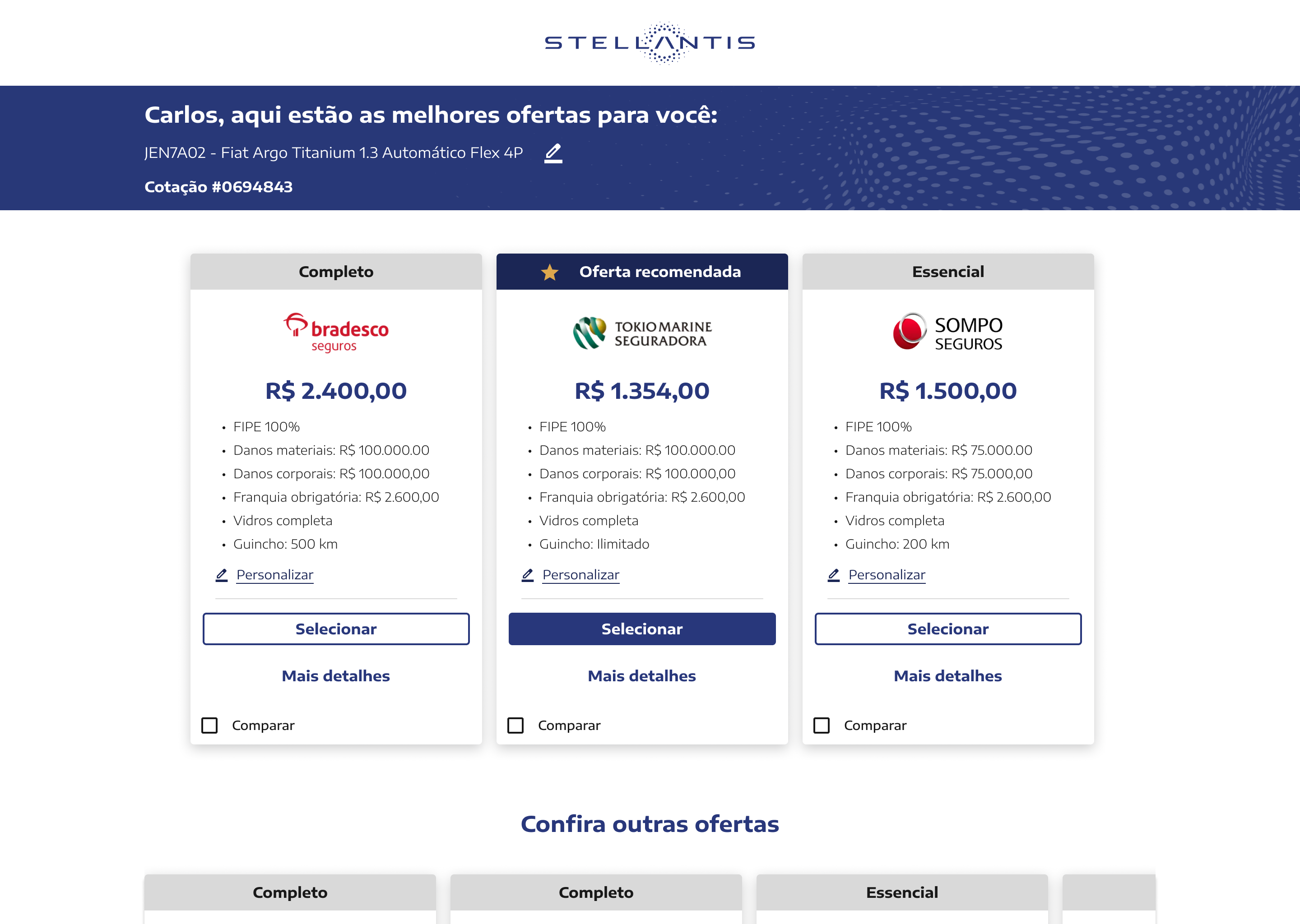 Tela de resultados depois